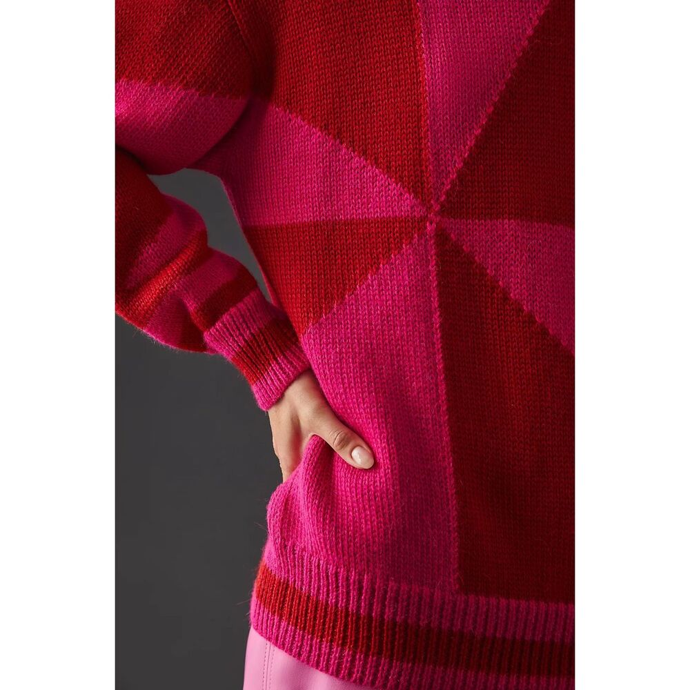 MOTHER Vibrant Red and Pink Crew Neck Sweater - Picture 4 of 13